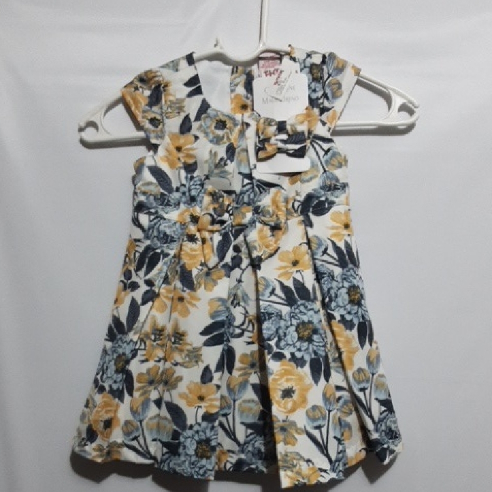 Catherine Malandrino  Girly Coquette Floral A-Line Dress in Yellow &‎ Blue